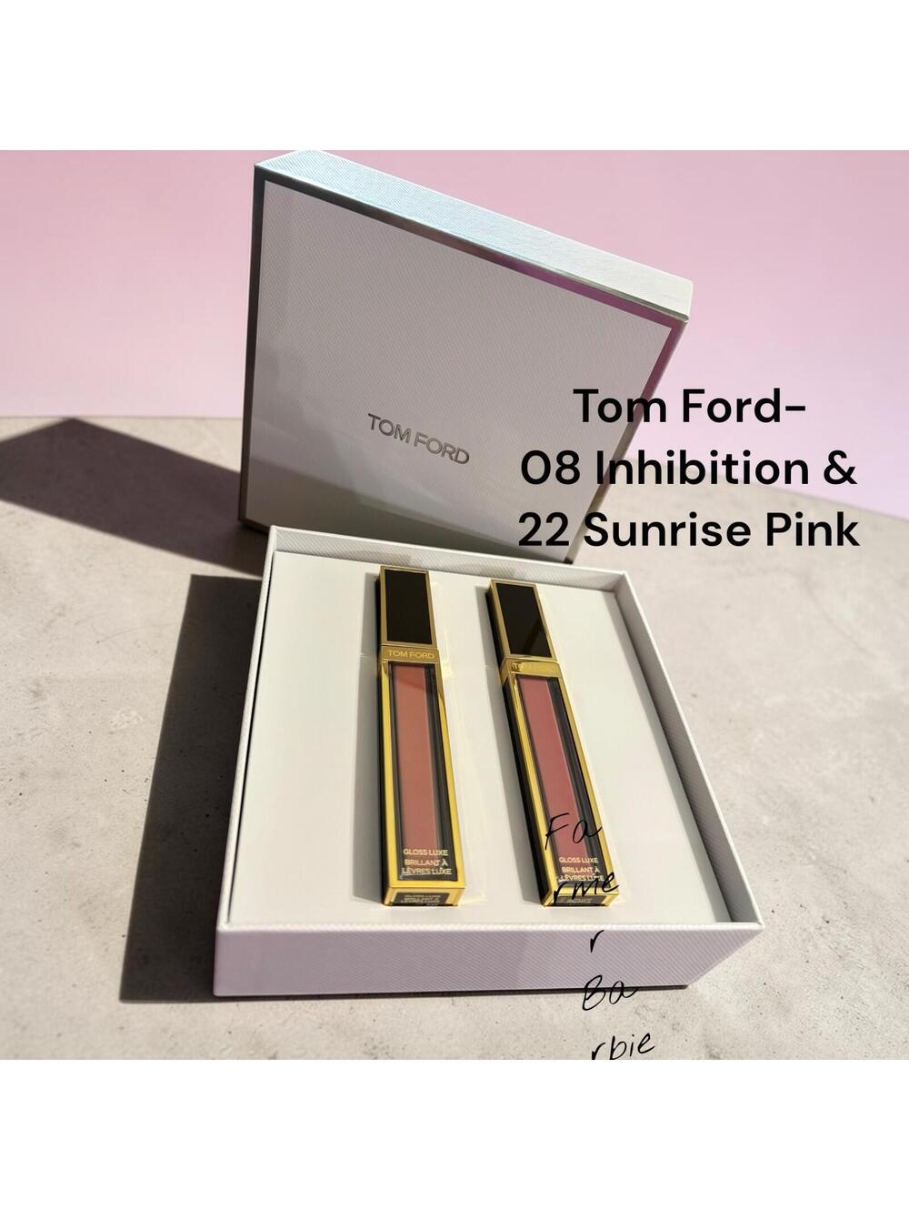 TOM FORD LIP GLOSS LUXE DUO SET 08-INHIBITION & 22-SUNRISE PINK FULL-SIZE NEW